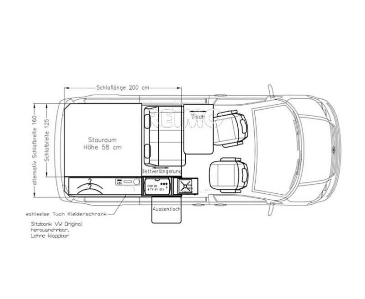 VW T6/5 Bike & Surf Maxi bed voor retrofitting