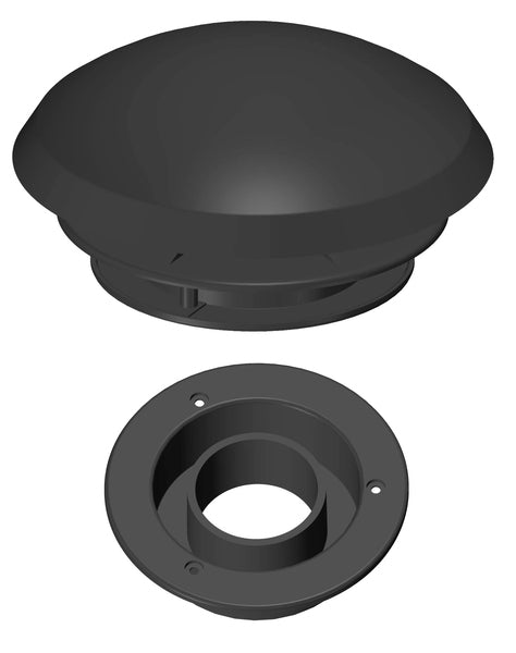 Paddestoelventilator ⌀ 190 mm met slangaansluiting – dakdoorvoer ⌀ 110 mm – zwart