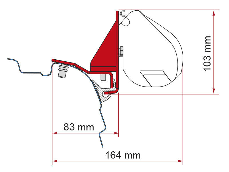 Aluifeladapter voor Fiamma F35pro/F45s VW T5/T6/T6.1 met Multirail - afneembaar