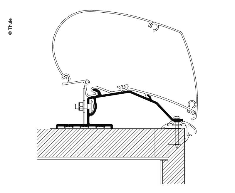 Adapter voor omnistor luifel, Caravan dakadapter 6m
