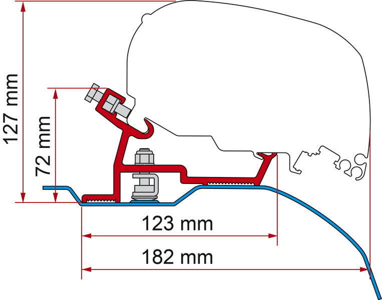 Adapter voor Fiamma dakluifel F65, F65 en F65 S L van 370 cm