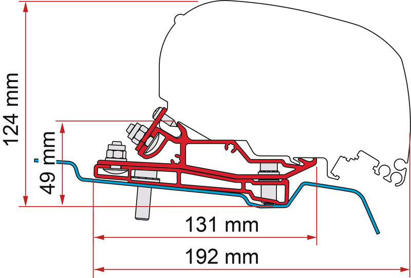 Adapter Ford Transit hoogdak H3 vanaf 2014 - 320 cm