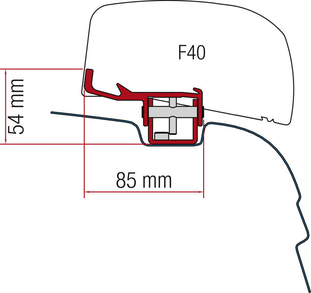 Montageadapter F40van voor VW T5/T6 H1 / L1 zonder C-rail - UK-versie