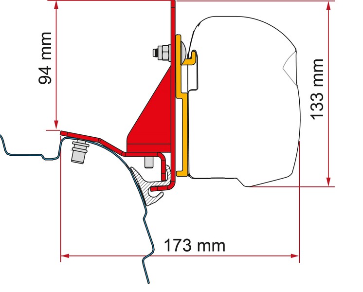 Multirail-adapter - montage-adapter voor F45 VW T5/T6/T6.1 met Multirail
