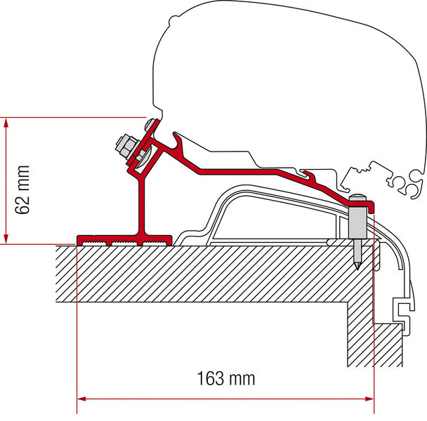 Adapter luifel F65L of F80S voor Hobby Caravan vanaf 2012 Premium & Ontour