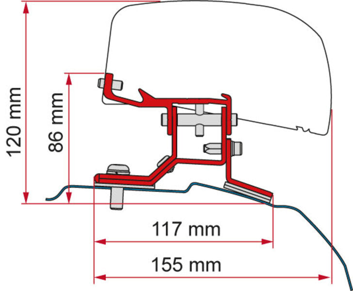 Adapter voor dakluifel F40van Ford Transit Aangepaste lange wielbasis