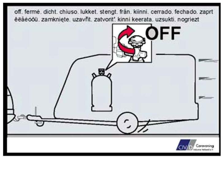 Sticker "Gasfles tijdens het rijden" Caravans