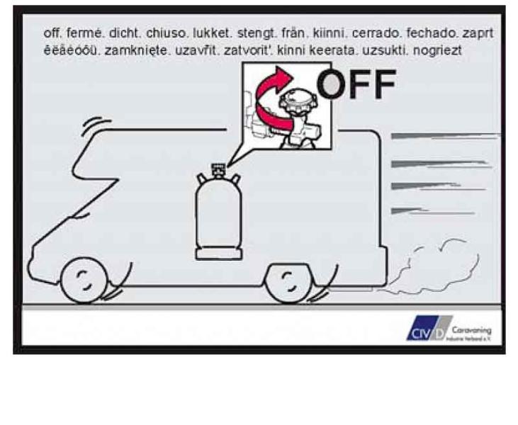Sticker "Gasfles tijdens het rijden" Motorhomes