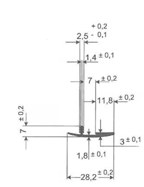 vioolzelfkant medium grijs 2,2m