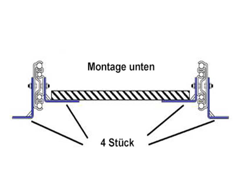 Montage voor volledig uittrekbare loper, lengte: 711mm, 2x L-Winel