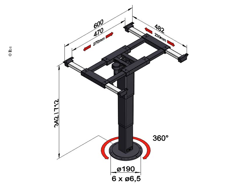 Hefframe met rotatie en verplaatsing 342-712mm
