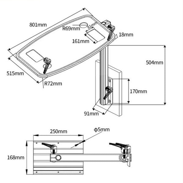 90° draaibare tafelvoet - zilver