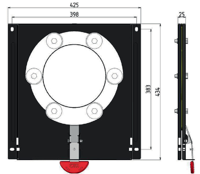 Draaibare console - Voor Volkswagen T5/T6/T6.1 - Voor originele stoelen (2003–2024) - Bestuurders-/passagierszijde
