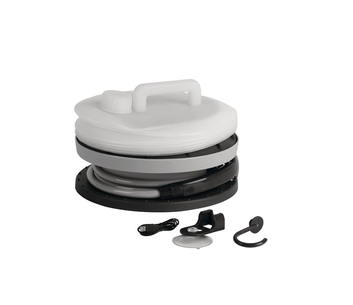 Opvouwbare camping douche 2,0A, 2,5l/min. Incl. tas