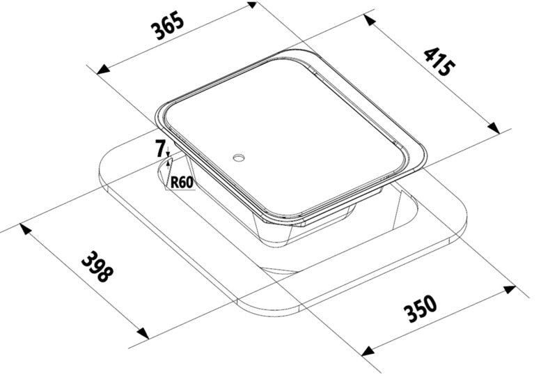 Carbest spoelbak roestvrij staal 415x365x195mm, gestructureerd oppervlak