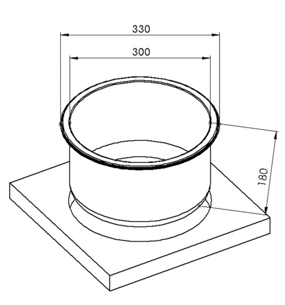 Spoelbak RVS Rond 330mm Diepte 180mm