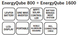 Carbest EnergyQube 800, Powerstation met 1000W Sinusomvormer en MPPT laadregelaar, 768Wh LifePO4 Lithium accu