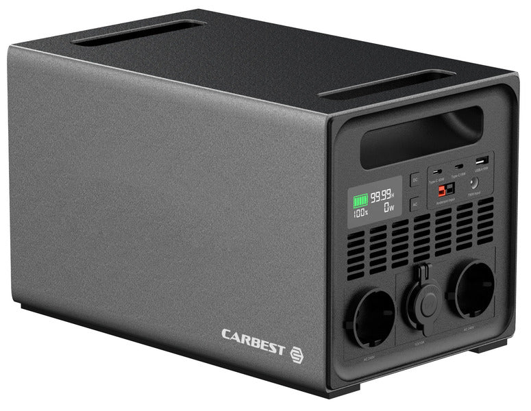 Carbest EnergyQube 800, Powerstation met 1000W Sinusomvormer en MPPT laadregelaar, 768Wh LifePO4 Lithium accu