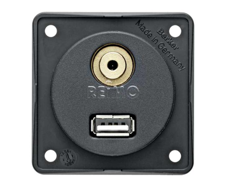 USB/audio inbouwstopcontact, antraciet los
