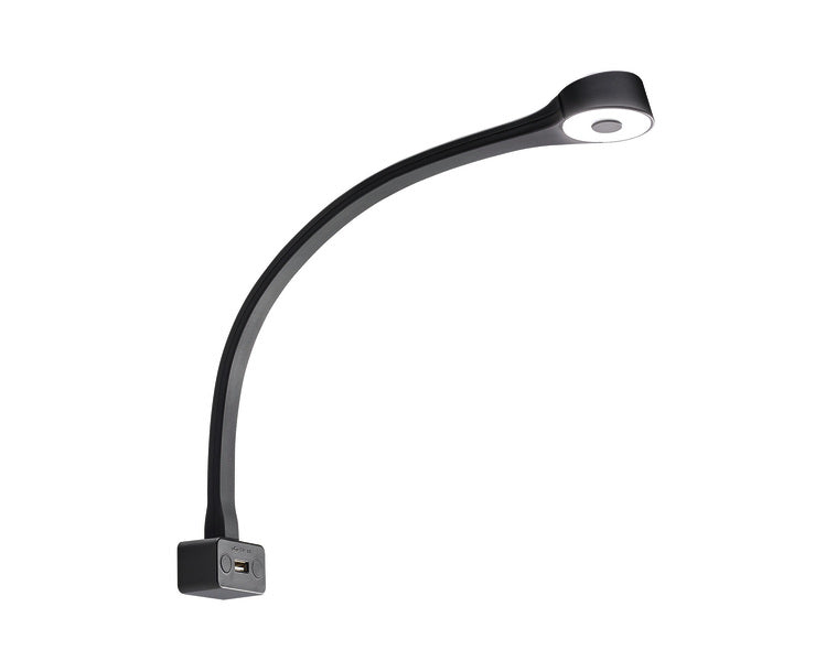 LED-zwanenhalslamp rond hoofd zwart, met siliconencoating