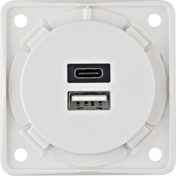 USB-A/-C oplaadcontactdoos - poolwit