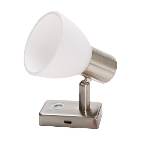 Opbouw-ledspot met nachtlampje – nikkel