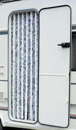 fleece gordijn 56 x 185 cm, grijs/blauw/wit voor caravandeuren