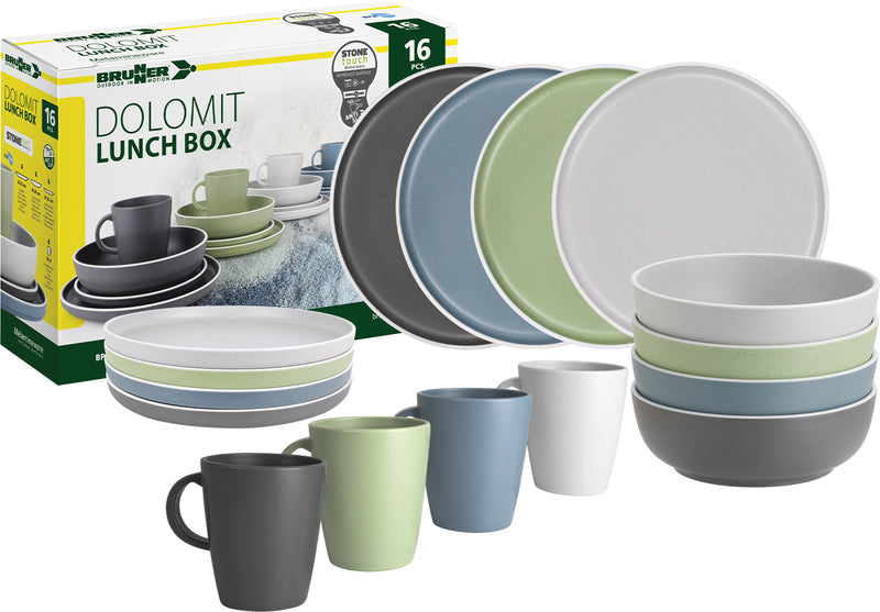 Dolomit melamine servies - 16 stuks - Voor 4 personen