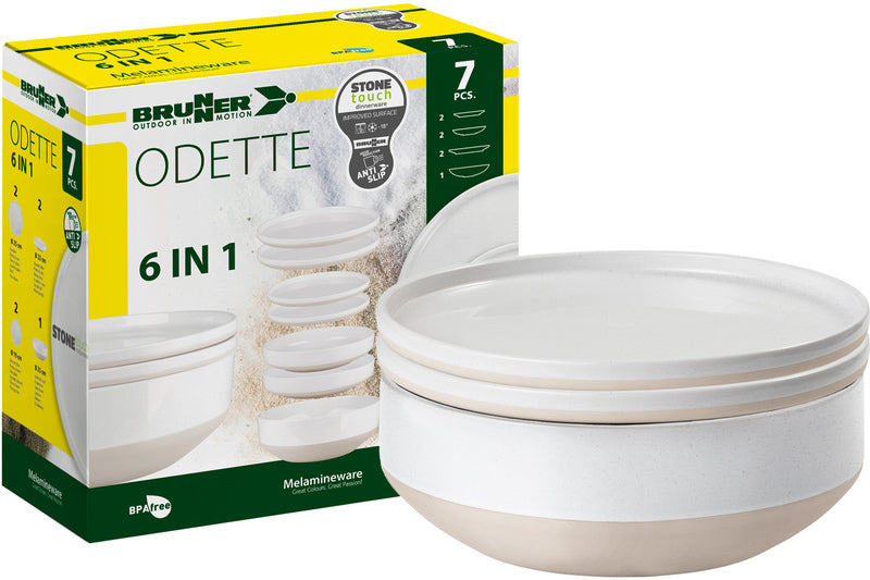 Odette melamine servies - 7-delig - Voor 2 personen