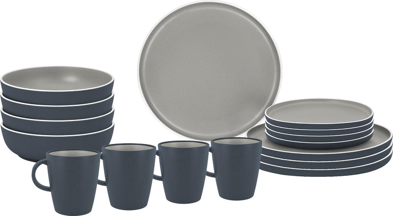 TRILOGY GREY – Servieset van melamine voor 4 personen