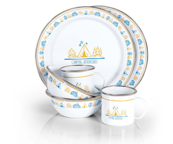 Geëmailleerd serviesgoed CAMPRFIRE 6 st. voor 2 personen CAMPRFIRE 6 st.