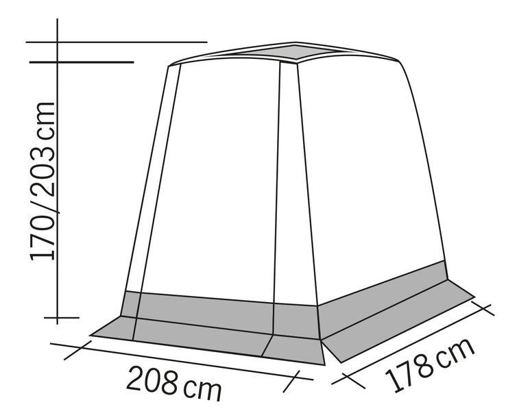 Achtertent voor een caddy, breedte 205 x lengte 140cm