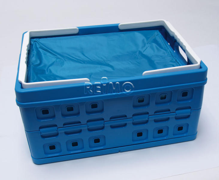 Klapbox 32 liter met koeltas - blauw/wit