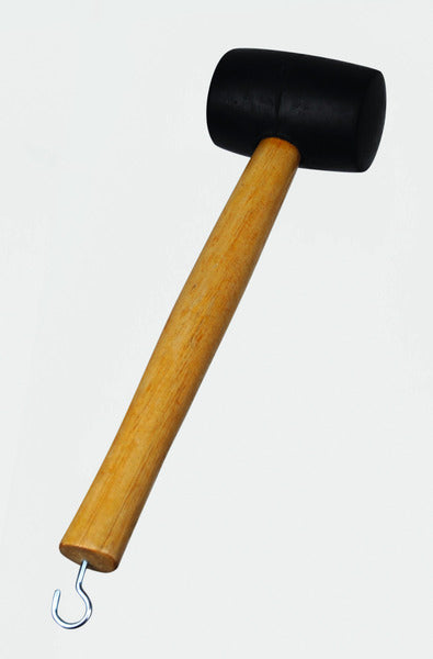 Rubber hamer met haringafzuiging met houten handvat