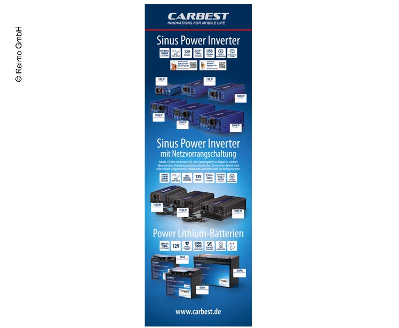 Carbest X-Banner-Motief: Omvormer, Lithiumbatterij, Duitser, Grootte: 60x180cm