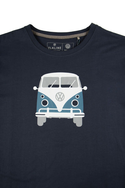 T-Shirt Heren "Bulli Voorzijde" VW, maat S, donkerblauw, 100% katoen