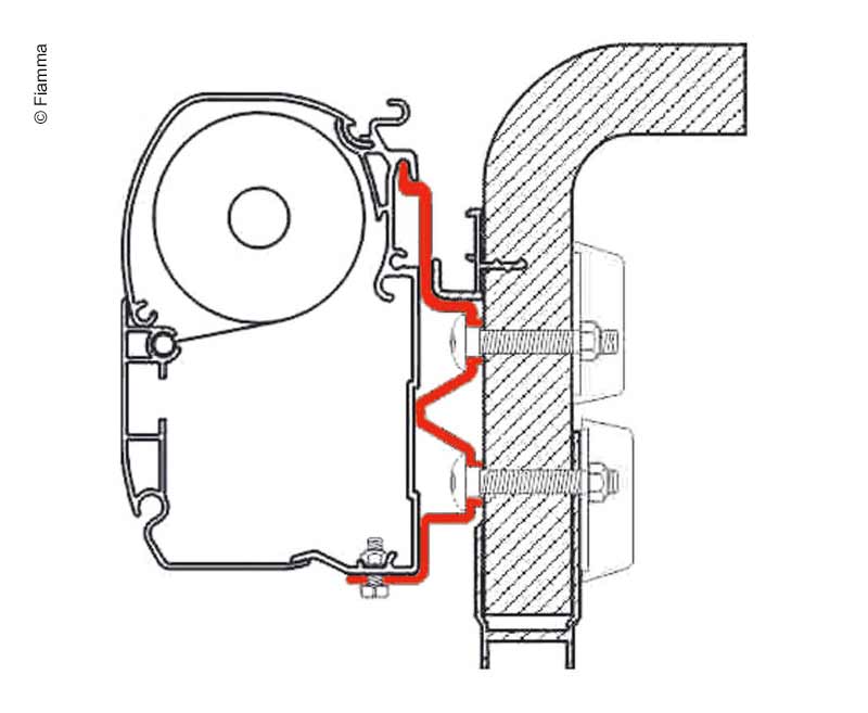 Fiamma adapter voor wandmontage Hymer & Hobby