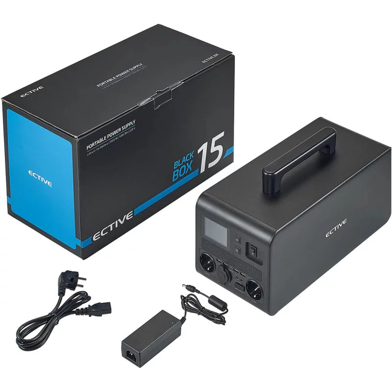 ECTIVE BlackBox 15 Powerstation 1500W 1497,6Wh zuivere sinusgolf 230V LiFePO4 lithiumbatterij 58,5Ah 25,6V