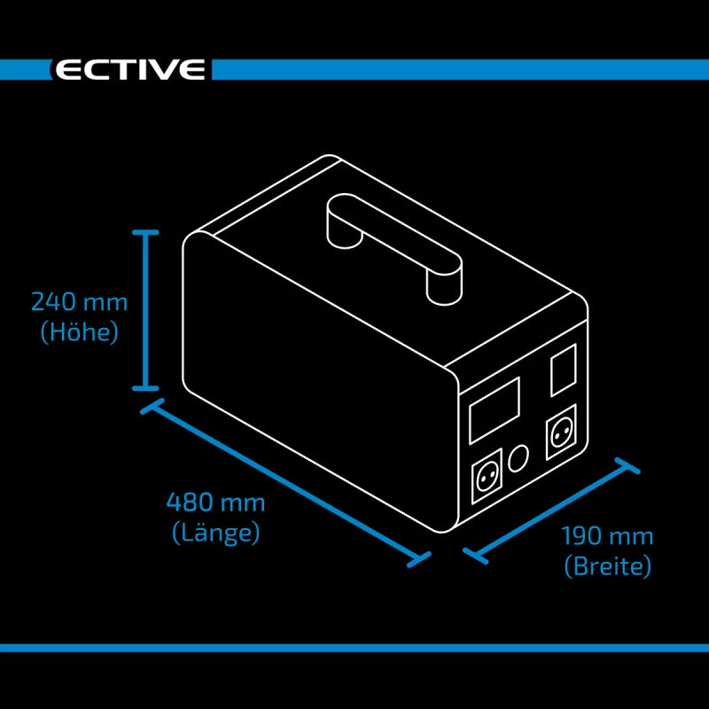 ECTIVE BlackBox 15 Powerstation 1500W 1497,6Wh zuivere sinusgolf 230V LiFePO4 lithiumbatterij 58,5Ah 25,6V