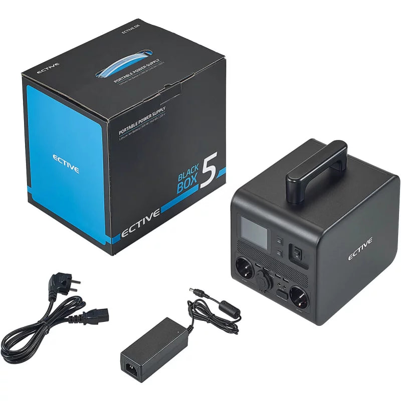 ECTIVE BlackBox 5 Powerstation 500W 512Wh zuivere sinusgolf 230V LiFePO4 lithiumbatterij 20Ah 25,6V