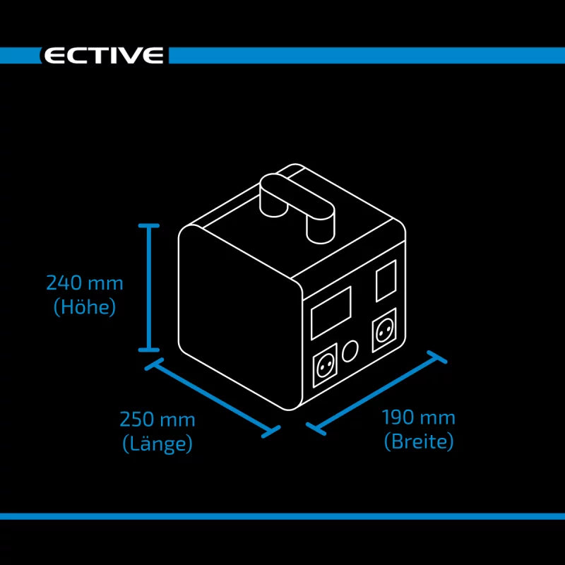ECTIVE BlackBox 5 Powerstation 500W 512Wh zuivere sinusgolf 230V LiFePO4 lithiumbatterij 20Ah 25,6V