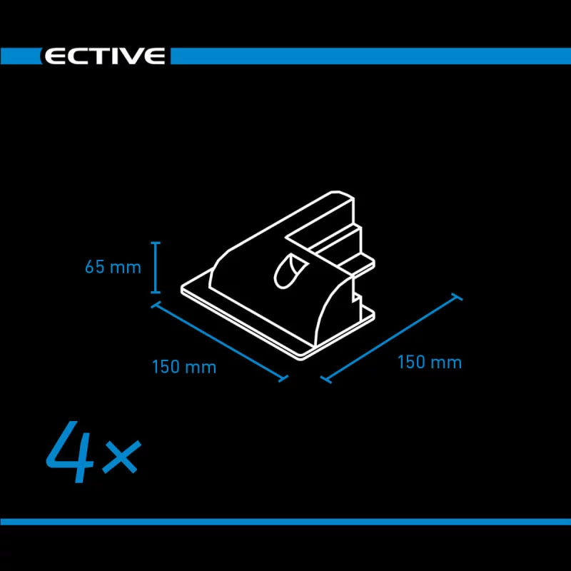 ECTIVE 7-delige lange complete montageset voor zonne-installatie (zwart)