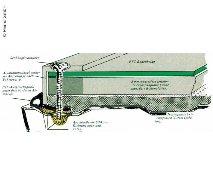 Vloerplaat 1-delig, decor scheepsvloer, 156mm x 156m voor VW T2 & T3