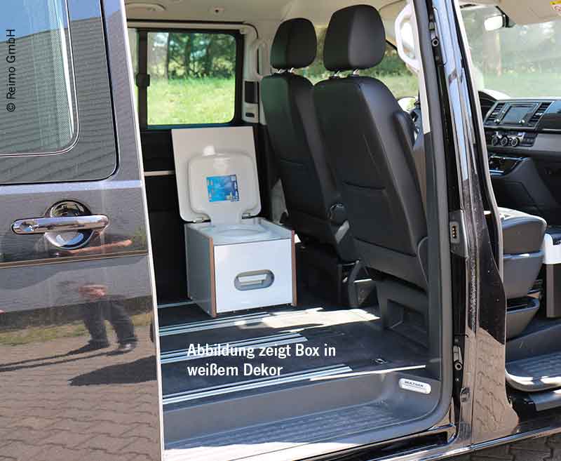 Porta-Potti-Box met HPL laminaat antraciet met vulling in grijs