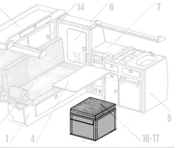 VW T3 Porta Porta Potti Opbergdoos Granitto laminaat als kit