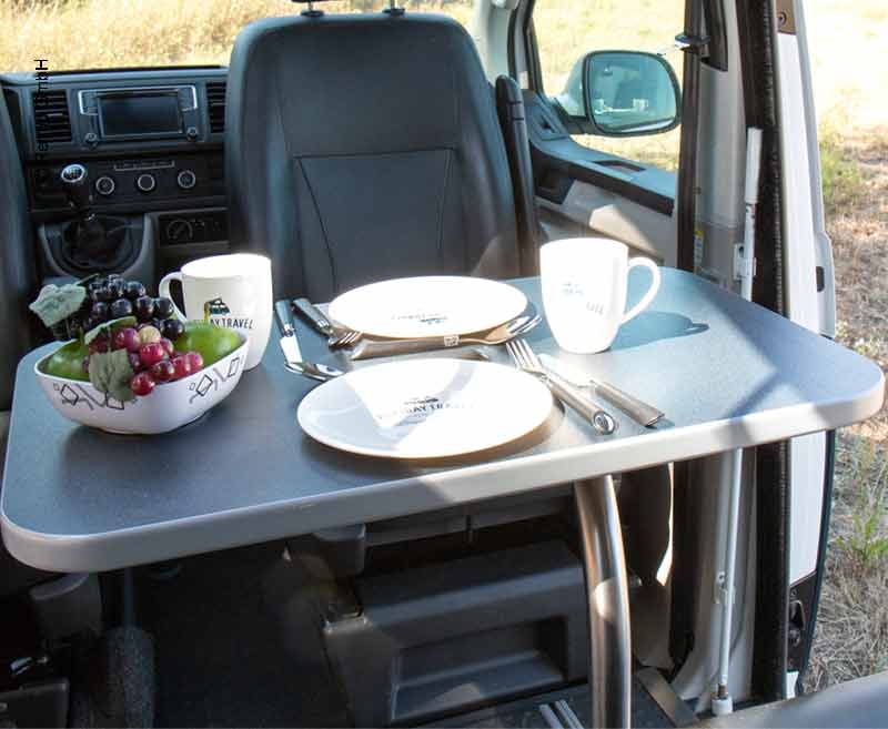 Tafelsysteem luxe met draaibaar tafelonderstel, decor antraciet VW T6/5