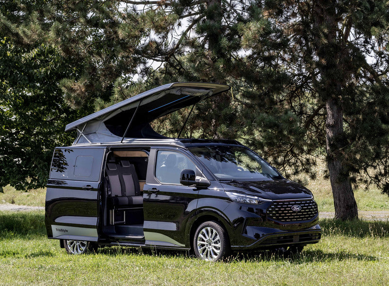 Ford Custom V710 L1 slaapdak - Hoog Voorzijde - Open hemelbalg - Voorgevormde hemelbekleding - Zwart - Met LED