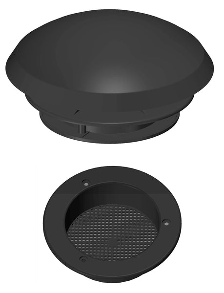 Paddestoelventilator ⌀ 190 mm met vliegenhor – dakopening ⌀ 110 mm – zwart