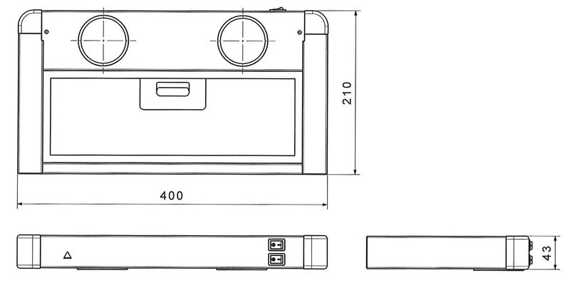 Filter afzuigkap Click 12V, uit roestvrij staal, 40 x 21 x 5cm, LED