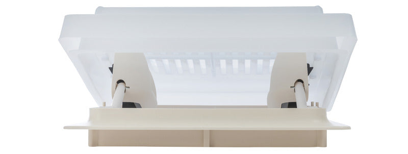 Dakkap grijs met muskietennet 280x280, opaalglas, binnenframe grijs